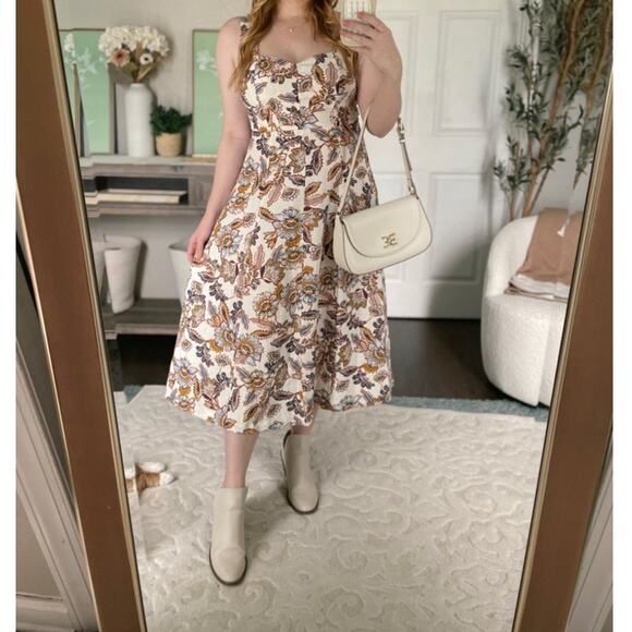 Old Navy Fit & Flare Linen Blend Floral Cami Midi Dress Size L - Picture 10 of 10